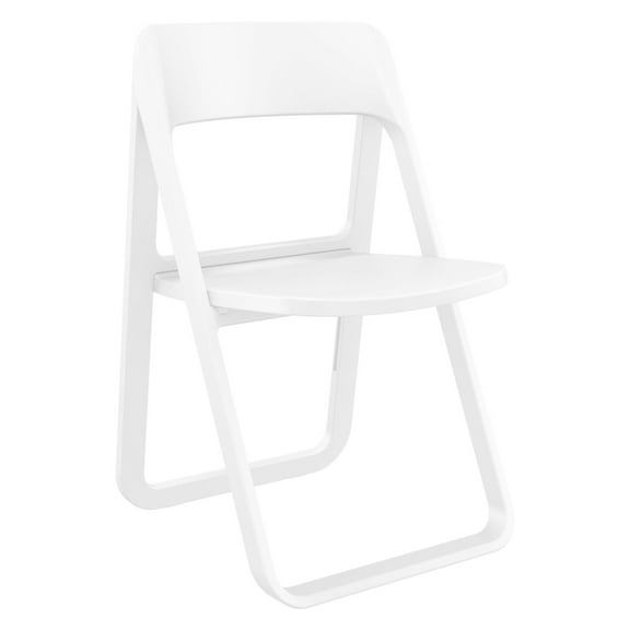 Luxury Commercial Living 32.25" White Solid Outdoor Resin Folding Chair