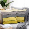 thumbnail image 2 of Throw Pillow Covers 24x24 Inch Set of 2, Yellow Grey Waterproof Outdoor Pillow Covers, Vintage Stripe Farmhouse Wood Grain Ombre Decorative Cushion Pillowcases for Couch, Sofa, Bed, Garden, Patio, 2 of 9