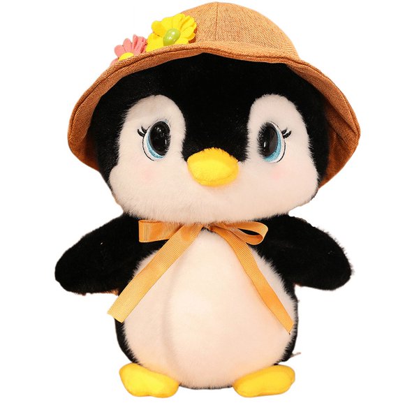 Cute Penguin Plush Toy With Flower Hat, PP Cotton, Plush Animal Plush Hug Toy, Boys Girls