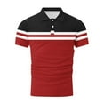 thumbnail image 5 of VgaVtl Summer Polo Shirts Men Short Sleeve Big and Tall Mens Collar Shirt Button Casual Red Striped Athletic Shirts, 5 of 5
