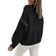 thumbnail image 3 of Suéteres de Gran Tamaño para Mujer, Suéter de Cuello Redondo con Costuras en Contraste, Suéter de Punto , Suéteres. Negro L, 3 of 7
