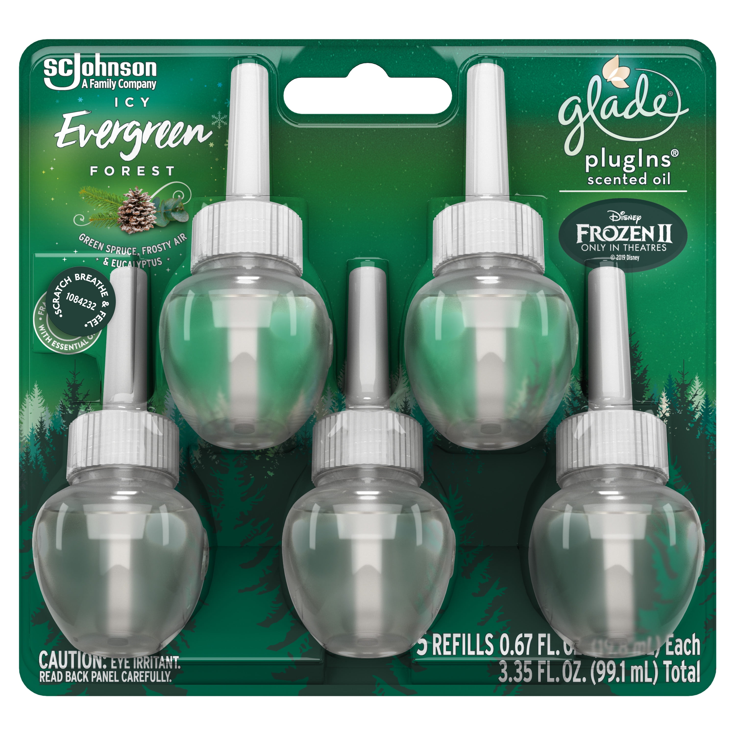 Glade PlugIns Refill 5 CT, Icy Evergreen Forest, 3.35 FL. OZ., Scented