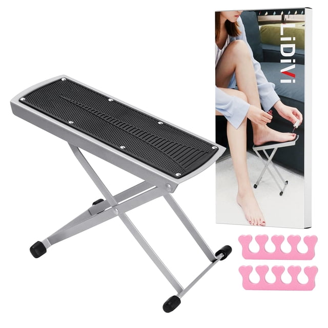 Reposapiés para pedicura de belleza, soporte ajustable con antideslizante, separador de dedos, fácil en casa, negro