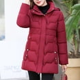 thumbnail image 2 of Womens Winter Long Coat Thickened Parka Down Quilted Puffer Windproof Mid Length Jacket Outwear with Pockets, 2 of 6