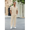 thumbnail image 5 of Coshow Men's 2 Piece Outfit Casual Short Sleeve Button Down Shirt Beach Summer Loose Pant Sets, 5 of 7