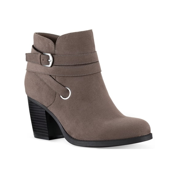 STYLE & COMPANY Womens Beige Buckle Accent Round Toe Block Heel Zip-Up Booties 9