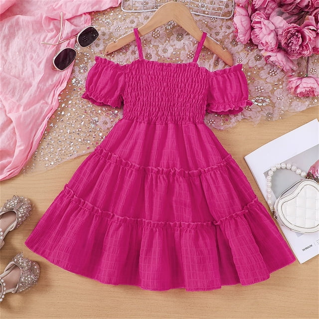 Robe Décontractée pour Filles Robe Ligne A Mignonne Robe d'Été pour Adolescentes Robe pour Tout-Petits 2-3 Ans