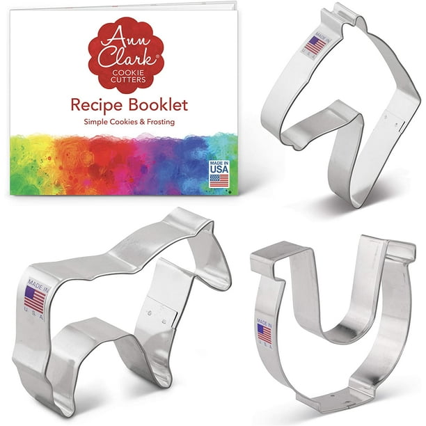 3Piece Horse Cookie Cutter Set with Recipe Booklet, Horse, Horse Head