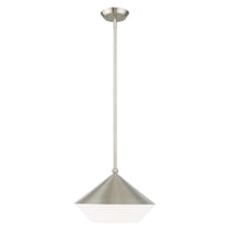 Livex Lighting  Stockholm 1-Light Brushed Nickel Mini Pendant - 13"Dia. x 17"-47"Adj. H