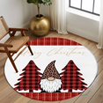 thumbnail image 3 of Merry Christmas Round Rug 5ft Washable Circle Kitchen Rugs Non Slip Gnomes Red Xmas Tree Buffalo Plaid Large Area Rug Indoor Floor Carpet for Bedroom Living Room Home Office Dining Room Nursery, 3 of 8