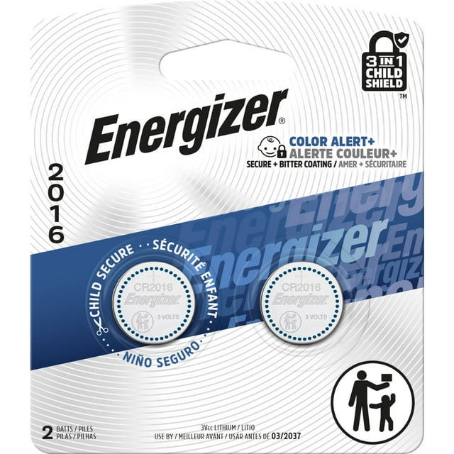 Energizer 2016 Batteries (2 Pack), 3V Lithium Coin Batteries