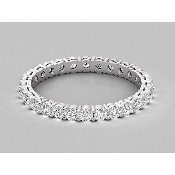 solitaire jewels 1.35CT Shared Prong Round Moissanite Full Eternity Wedding Band For Women, 14K White Gold Plating Over Silver, D Color VVS Clarity