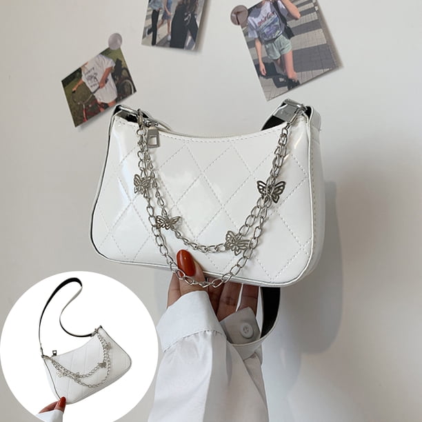 TRKIYQC Bolso de axila para mujer con decoración de cadena de mariposa, accesorio de ropa con correa de hombro desmontable TRKIYQC casual