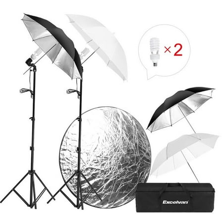 Excelvan Photography Studio Lighting Kit, 5500K Photo Video Portrait Day Light Umbrella Continuous Lighting Kit with LED Lamp and Upgraded Light Holding