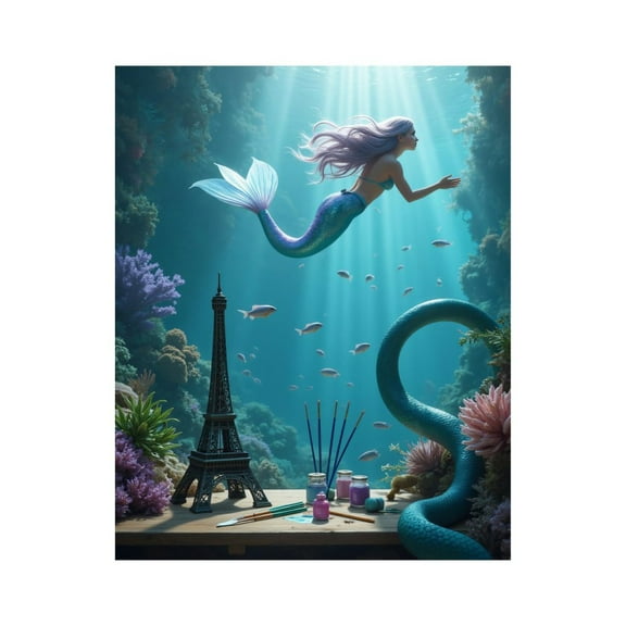 Paint by Numbers Kit for Adults, Underwater Mermaid Art Scene Paint by Numbers, Easy Paint by Numbers Kit for Adults Beginner, DIY Adult Paint by Number Kits on Canvas, Home Decor