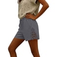 thumbnail image 4 of Sahpxhe Womens Cotton Linen Shorts High Elastic Waist Lace Shorts with Pockets Drawstring Casual Trendy Summer Vacation Shorts Gray L, 4 of 6