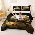 thumbnail image 3 of Catabedysis Wild Camping Full Size Comforter Sets,Night Camper Print Bedding Comforter Set For Boys,Multicolor,Black Reversible,3pcs,1 Comforter and 2 Pillowcases, 3 of 7