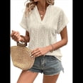 thumbnail image 3 of Tops de Verano para Mujer, Camisa Informal con Cuello en V y Mangas , Camiseta de Tirantes Ligera con Textura de Crochet Albaricoque XXL, 3 of 8