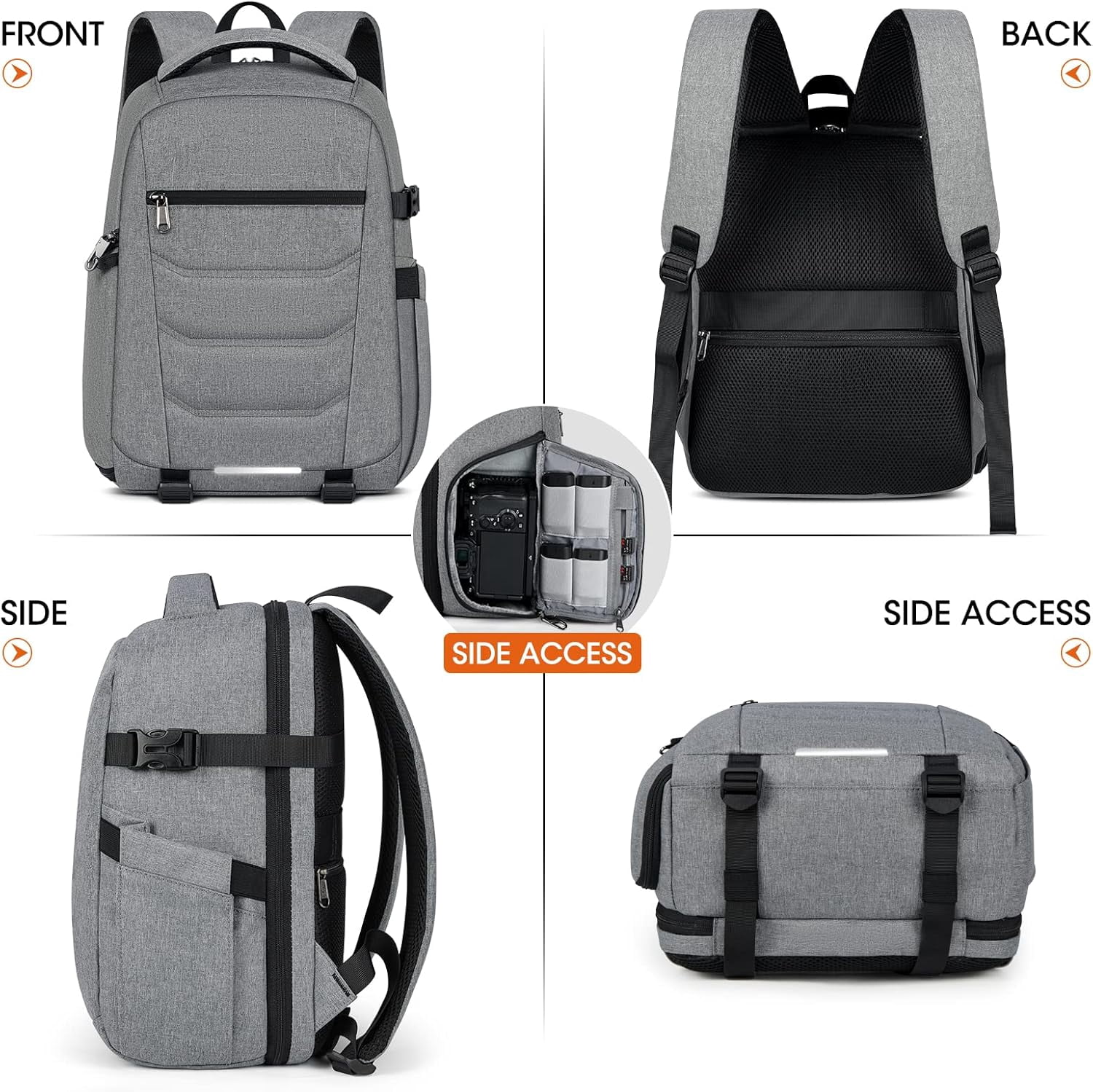 Camera Bag Backpack Professional for DSLR SLR Mirrorless Camera Waterproof Laptop Back Pack 14 Inch with Rain Cover Anti Theft Travel Case Large Capacity Photography Backpack Black
