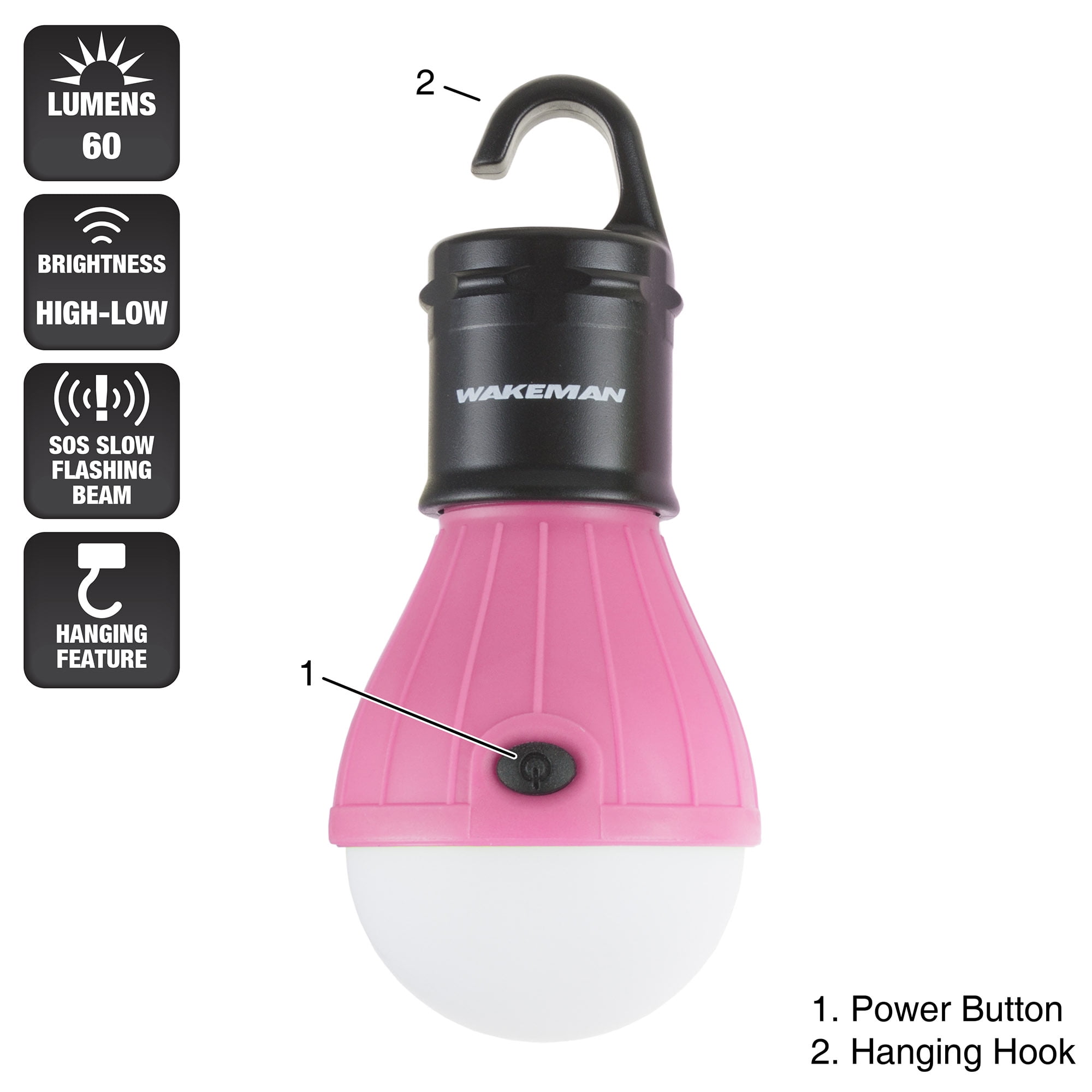 Wakeman Hanging Battery-Powered Lightbulb - Portable LED Outdoor