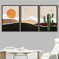 thumbnail image 2 of IDEA4WALL Framed Canvas Print Wall Art Set of 3 Mid-Century Desert Dune Cactus Landscape Abstract Nature Illustrations Modern Art Nordic Zen Decorative for Home Decor - Black 24"x36"x3, 2 of 5