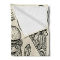thumbnail image 2 of Fast Food Soft Flannel Fleece Blanket, Cheeseburger with Fries Chicken Wings Pizza and Lemonade Cuisine Sketch Art, Cozy Plush for Indoor and Outdoor Use, 50" x 60", Beige and Black, by Ambesonne, 2 of 5