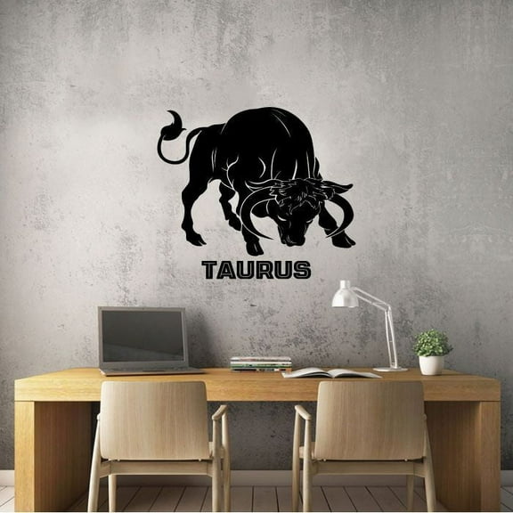 Taurus Bull Tough Silhouette Earth Sign Symbol Horoscope Astrological Chart Zodiac Signs Vinyl Wall Art Sticker Wall Decal For Home Room Wall Office Living Room Wall Decoration Decal Size(30x30 inch)