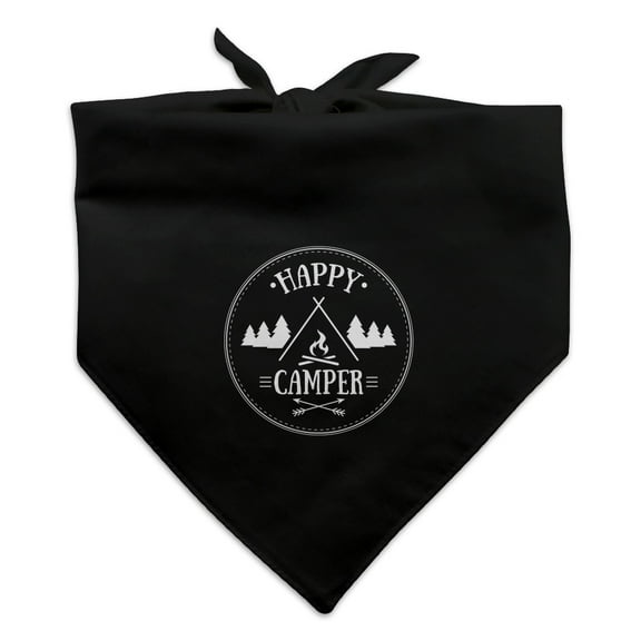 Happy Camper with Campfire Dog Pet Bandana - Black