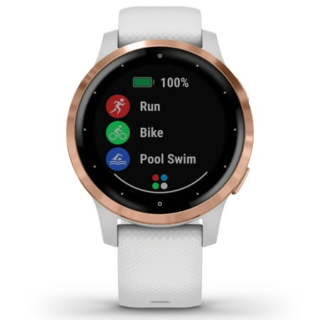 Garmin vívoactive® 4S Rose Gold Stainless Steel Bezel with White Case and Silicone Band