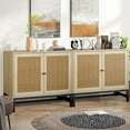 thumbnail image 4 of Eureka Accent Storage Cabinet, Boho Farmhouse Rattan Sideboard Buffet with Doors and Shelves, Wooden Cupboard Console Table Natural Natural Finish,, 4 of 5