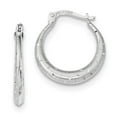 thumbnail image 1 of FB Jewels 14k White Gold Brushed Polished D/C Hoop Earrings, 1 of 2