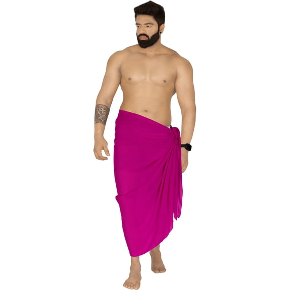HAPPY BAY Men's Pareo Regular Swimsuits Sarong Long Swim Beach Wrap One Size Solid, Plain Summer Vacation Aloha