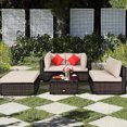 thumbnail image 4 of Gymax 5PCS Rattan Sectional Sofa Set Patio Furniture Set w/ Beige Cushion Pillow, 4 of 10