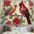 thumbnail image 2 of COMIO Valentine's Day Cardinal Red Bird Pink Plaid Anniversary Wedding Tapestry and Wall Decoration Painting, 2 of 6