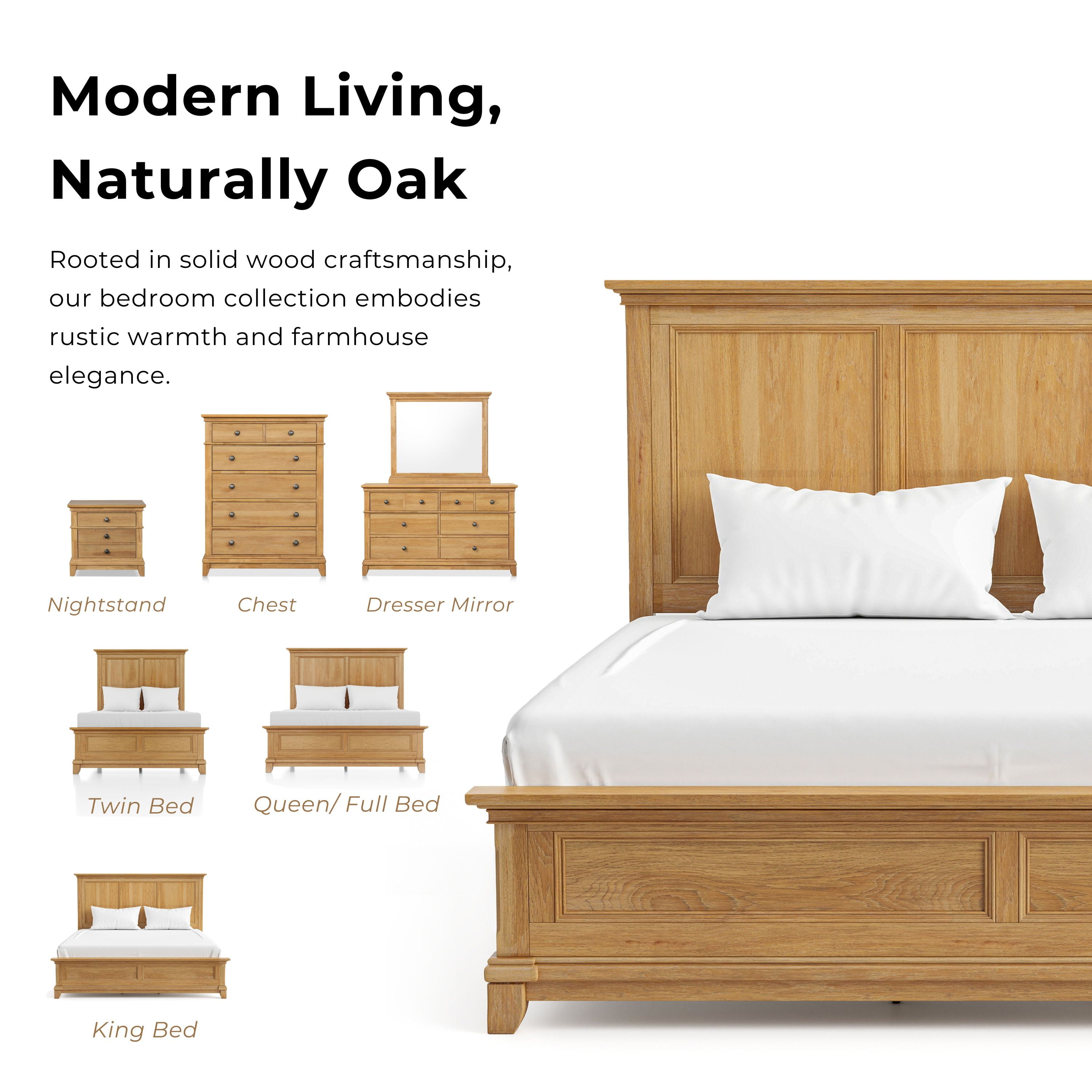 Furniture of America Stratford 2-Drawer Solid Wood Adult Bedroom Nightstand, Natural Oak