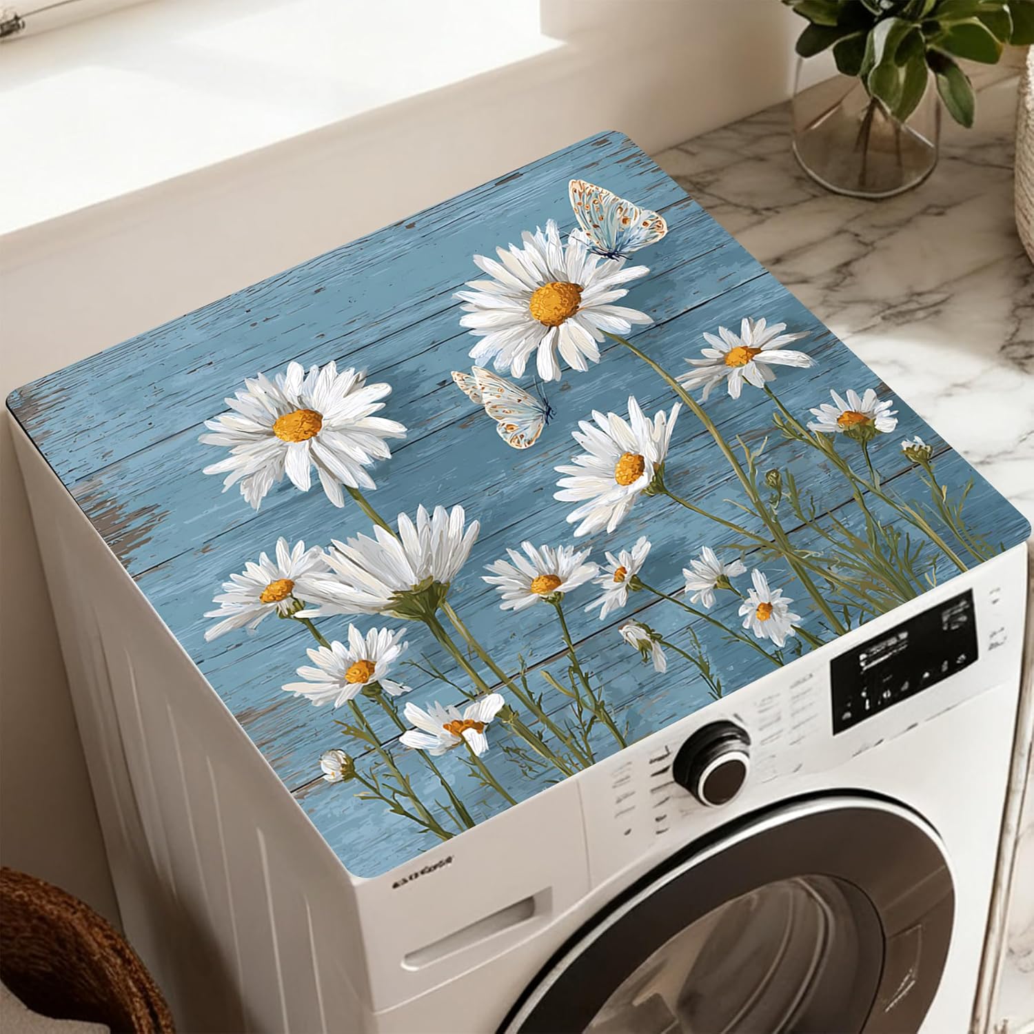 Washer Dryer Top Cover Mat, Non-Slip Laundry Room Decor, Laundry Room Kitchen Appliance Decor Protector, 23.6x19.7in