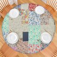 thumbnail image 2 of Pioneer Flower Floral Print Pattern Round Fitted Tablecloth with Elastic Edge,Dining Table Cover Waterproof,Outdoor Round Tablecloth for Camping,Dining,Indoor and Outdoor, 2 of 7