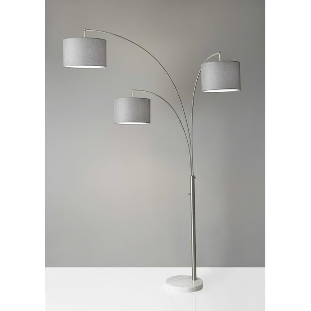 35" X 52" X 74" Brushed Steel Metal 3-Arm Arc Lamp