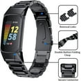 thumbnail image 2 of Bands Compatible with Fitbit Charge 6/Charge 5 Metal Stainless Steel WatchBand-Replacement Classic Durable Solid Link Accessory Buckle Metal Strap Wrist Band for Charge 6/Charge 5 Fitness Tracker, 2 of 7