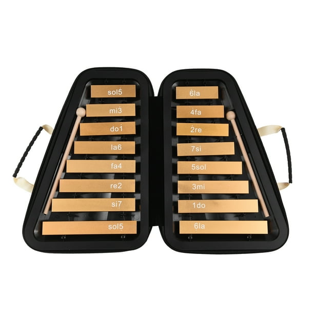 Xilófono 16 teclas Glockenspiel Placa de aluminio de 16 notas Xilófono Instrumento de peusión musical educativo temprano con mazos de estuche para niños Desarrollo del sentido musical