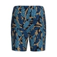 thumbnail image 2 of Lsque Blue Leaves A Mens Sleep Pajama Shorts,Short Pajama Pants, Cotton Ultra-Soft Knit-X-Large, 2 of 9