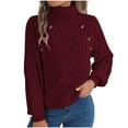 thumbnail image 2 of Wancir Women's Turtleneck Sweater Chunky Long Sleeve Knitted Pullover High Low Hem Trendy 2024 Fall Winter Basic Jumper Top, 2 of 9