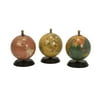 Set of 3 Antique Finish Mini Globes on Wooden Bases 5"