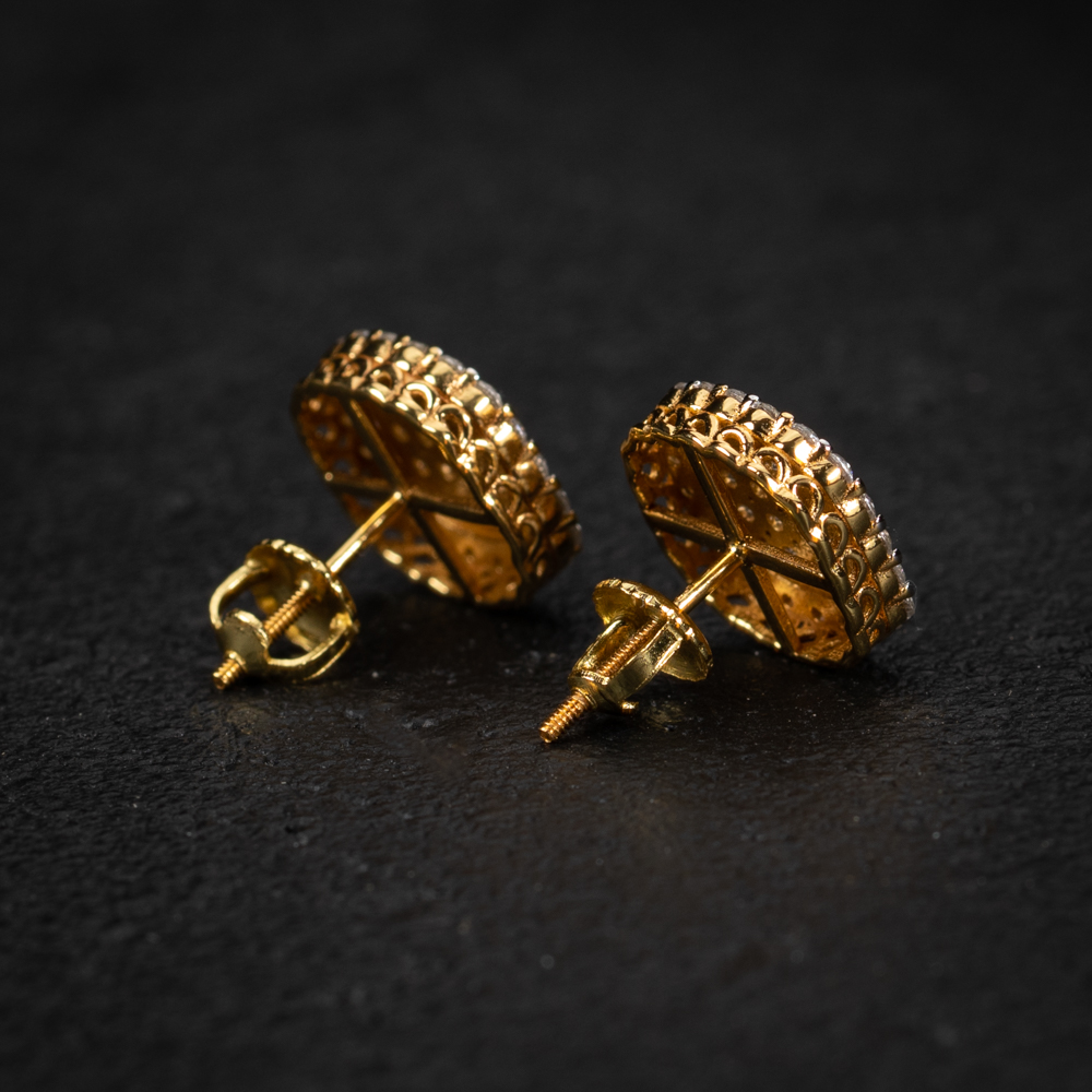 Men's Hip Hop Sterling Silver Iced Cz Flower Set Cluster Stud Screw Back Earrings