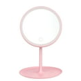 thumbnail image 1 of Rechargeable LED Makeup Mirror with Dimmable Natural White Light - Round Design, Detachable Base for Cosmetics Storage, USB Charging, 4-5 Hour Use Time, Adjustable Angle - Pink, 1 of 7