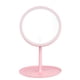 thumbnail image 1 of Espejo de maquillaje redondo con luz LED, base desmontable y carga USB, ideal para dormitorios y viajes, disponible en color rosa., 1 of 7