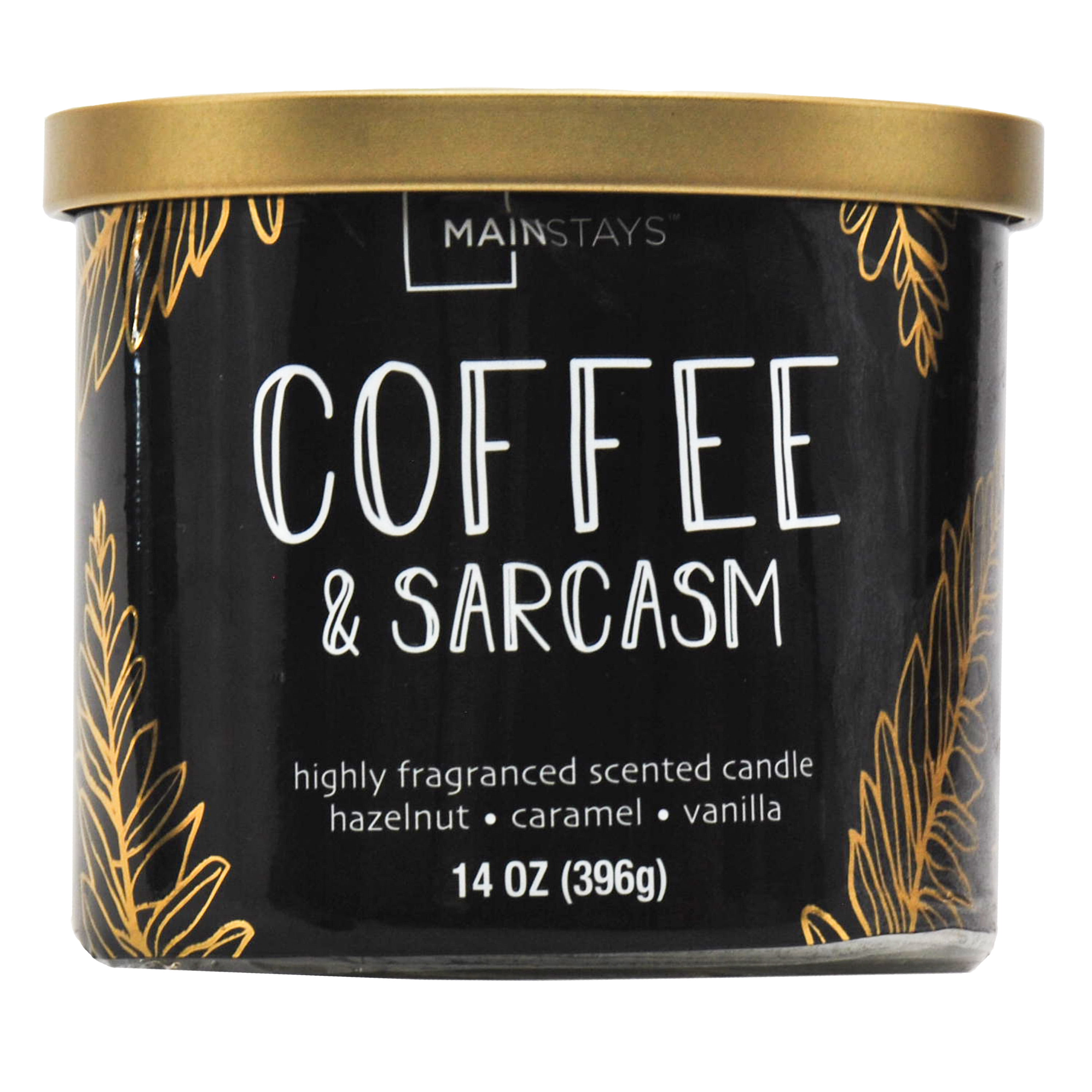 Mainstays 14 Ounce 3 Wick Candle Coffee & Sarcasm Wrap Walmart