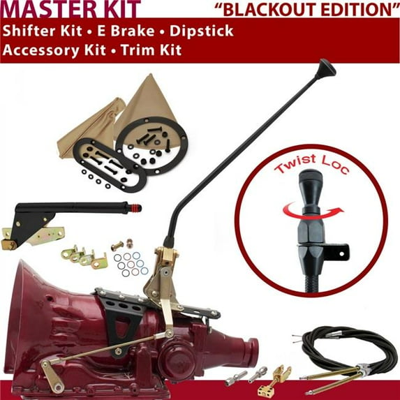 American Shifter C4 Shifter Kit Black 16 in. E Brake Cable Trim Kit Dipstick for F70EB