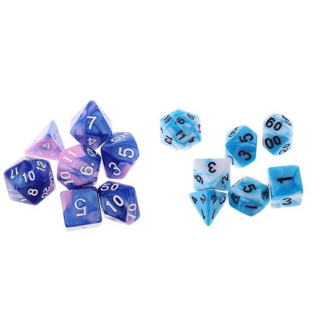 de Dados de Acrílico de 14 Piezas D20 D12 D10 D8 D6 D4 para DND RPG Y Enseñanza de Matemáticas Hugo Juegos de mesa de dados poliédricos