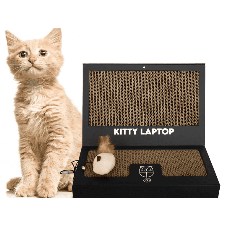 Kitty Laptop - Cat Scratchboard Laptop Toy with Interactive Plush